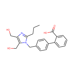 CCCc1nc(CO)c(CO)n1Cc1ccc(-c2ccccc2C(=O)O)cc1 ZINC000013745649