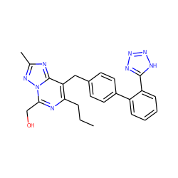 CCCc1nc(CO)n2nc(C)nc2c1Cc1ccc(-c2ccccc2-c2nnn[nH]2)cc1 ZINC000013737993