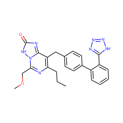 CCCc1nc(COC)n2[nH]c(=O)nc2c1Cc1ccc(-c2ccccc2-c2nnn[nH]2)cc1 ZINC000013737979