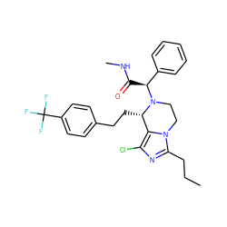 CCCc1nc(Cl)c2n1CCN([C@@H](C(=O)NC)c1ccccc1)[C@H]2CCc1ccc(C(F)(F)F)cc1 ZINC000095601144