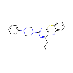 CCCc1nc(N2CCN(c3ccccc3)CC2)nc2c1Nc1ccccc1S2 ZINC000098083863