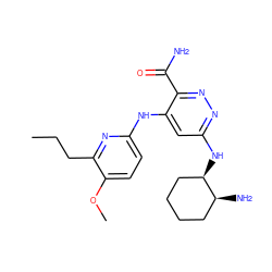 CCCc1nc(Nc2cc(N[C@@H]3CCCC[C@@H]3N)nnc2C(N)=O)ccc1OC ZINC000169308335