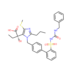 CCCc1nc(SC)c([C@@](O)(CC)C(=O)O)n1Cc1ccc(-c2ccccc2S(=O)(=O)NC(=O)NCc2ccccc2)cc1 ZINC000026577479