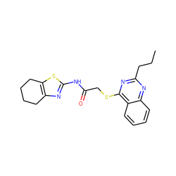 CCCc1nc(SCC(=O)Nc2nc3c(s2)CCCC3)c2ccccc2n1 ZINC000001342764