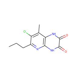 CCCc1nc2[nH]c(=O)c(=O)[nH]c2c(C)c1Cl ZINC000026665081