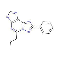 CCCc1nc2[nH]cnc2c2nc(-c3ccccc3)nn12 ZINC000013475504