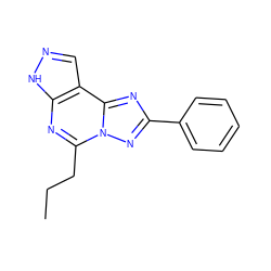 CCCc1nc2[nH]ncc2c2nc(-c3ccccc3)nn12 ZINC000027212437