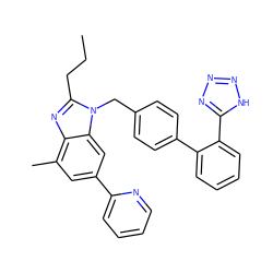 CCCc1nc2c(C)cc(-c3ccccn3)cc2n1Cc1ccc(-c2ccccc2-c2nnn[nH]2)cc1 ZINC000013732084