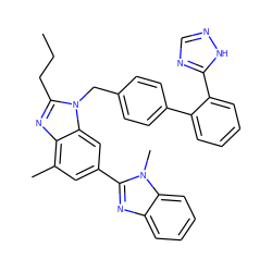 CCCc1nc2c(C)cc(-c3nc4ccccc4n3C)cc2n1Cc1ccc(-c2ccccc2-c2ncn[nH]2)cc1 ZINC000044306701