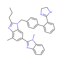 CCCc1nc2c(C)cc(-c3nc4ccccc4n3C)cc2n1Cc1ccc(-c2ccccc2C2=NCCN2)cc1 ZINC000044359210