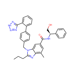 CCCc1nc2c(C)cc(C(=O)N[C@@H](CO)c3ccccc3)cc2n1Cc1ccc(-c2ccccc2-c2nn[nH]n2)cc1 ZINC000207906352