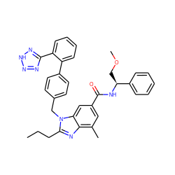 CCCc1nc2c(C)cc(C(=O)N[C@@H](COC)c3ccccc3)cc2n1Cc1ccc(-c2ccccc2-c2nn[nH]n2)cc1 ZINC000653758332