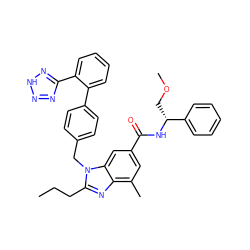 CCCc1nc2c(C)cc(C(=O)N[C@H](COC)c3ccccc3)cc2n1Cc1ccc(-c2ccccc2-c2nn[nH]n2)cc1 ZINC000653758333