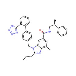 CCCc1nc2c(C)cc(C(=O)NC[C@@H](C)c3ccccc3)cc2n1Cc1ccc(-c2ccccc2-c2nnn[nH]2)cc1 ZINC000084708794