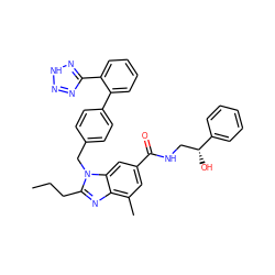 CCCc1nc2c(C)cc(C(=O)NC[C@@H](O)c3ccccc3)cc2n1Cc1ccc(-c2ccccc2-c2nn[nH]n2)cc1 ZINC000653751556