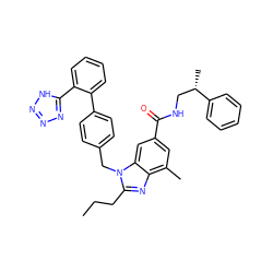 CCCc1nc2c(C)cc(C(=O)NC[C@H](C)c3ccccc3)cc2n1Cc1ccc(-c2ccccc2-c2nnn[nH]2)cc1 ZINC000084708796