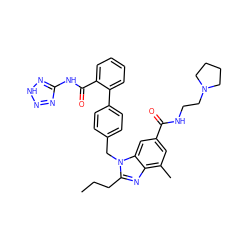 CCCc1nc2c(C)cc(C(=O)NCCN3CCCC3)cc2n1Cc1ccc(-c2ccccc2C(=O)Nc2nn[nH]n2)cc1 ZINC000653694202