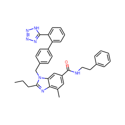 CCCc1nc2c(C)cc(C(=O)NCCc3ccccc3)cc2n1Cc1ccc(-c2ccccc2-c2nnn[nH]2)cc1 ZINC000084708792