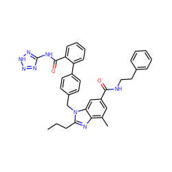 CCCc1nc2c(C)cc(C(=O)NCCc3ccccc3)cc2n1Cc1ccc(-c2ccccc2C(=O)Nc2nn[nH]n2)cc1 ZINC000653714297