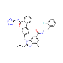 CCCc1nc2c(C)cc(C(=O)NCCc3ccccc3F)cc2n1Cc1ccc(-c2ccccc2C(=O)Nc2nn[nH]n2)cc1 ZINC000653697699