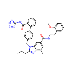 CCCc1nc2c(C)cc(C(=O)NCCc3ccccc3OC)cc2n1Cc1ccc(-c2ccccc2C(=O)Nc2nn[nH]n2)cc1 ZINC000653714263