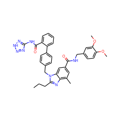 CCCc1nc2c(C)cc(C(=O)NCc3ccc(OC)c(OC)c3)cc2n1Cc1ccc(-c2ccccc2C(=O)Nc2nn[nH]n2)cc1 ZINC000653714252