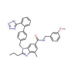 CCCc1nc2c(C)cc(C(=O)NCc3cccc(OC)c3)cc2n1Cc1ccc(-c2ccccc2-c2nnn[nH]2)cc1 ZINC000084688729