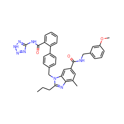 CCCc1nc2c(C)cc(C(=O)NCc3cccc(OC)c3)cc2n1Cc1ccc(-c2ccccc2C(=O)Nc2nn[nH]n2)cc1 ZINC000653773247