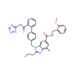 CCCc1nc2c(C)cc(C(=O)NCc3ccccc3OC)cc2n1Cc1ccc(-c2ccccc2C(=O)Nc2nn[nH]n2)cc1 ZINC000653773222