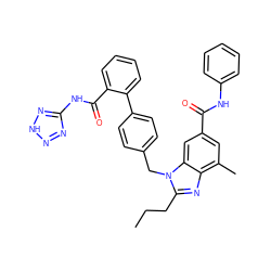 CCCc1nc2c(C)cc(C(=O)Nc3ccccc3)cc2n1Cc1ccc(-c2ccccc2C(=O)Nc2nn[nH]n2)cc1 ZINC000653712778