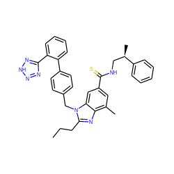 CCCc1nc2c(C)cc(C(=S)NC[C@@H](C)c3ccccc3)cc2n1Cc1ccc(-c2ccccc2-c2nn[nH]n2)cc1 ZINC000653748856