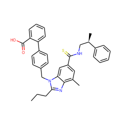 CCCc1nc2c(C)cc(C(=S)NC[C@@H](C)c3ccccc3)cc2n1Cc1ccc(-c2ccccc2C(=O)O)cc1 ZINC000653751499