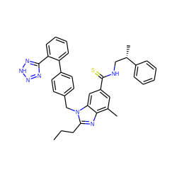 CCCc1nc2c(C)cc(C(=S)NC[C@H](C)c3ccccc3)cc2n1Cc1ccc(-c2ccccc2-c2nn[nH]n2)cc1 ZINC000653748855