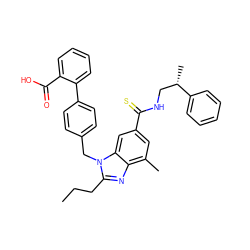 CCCc1nc2c(C)cc(C(=S)NC[C@H](C)c3ccccc3)cc2n1Cc1ccc(-c2ccccc2C(=O)O)cc1 ZINC000653751498