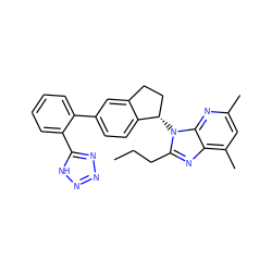 CCCc1nc2c(C)cc(C)nc2n1[C@H]1CCc2cc(-c3ccccc3-c3nnn[nH]3)ccc21 ZINC000011687575