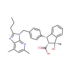 CCCc1nc2c(C)cc(C)nc2n1Cc1ccc([C@@H]2c3ccccc3[C@@](C)(O)[C@@H]2C(=O)O)cc1 ZINC000036222514