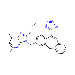 CCCc1nc2c(C)cc(C)nc2n1Cc1ccc2c(c1)Cc1ccccc1C=C2c1nnn[nH]1 ZINC000013742175