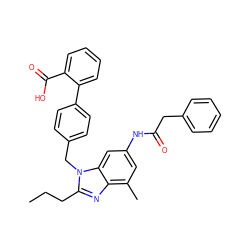 CCCc1nc2c(C)cc(NC(=O)Cc3ccccc3)cc2n1Cc1ccc(-c2ccccc2C(=O)O)cc1 ZINC000096935320