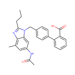 CCCc1nc2c(C)cc(NC(C)=O)cc2n1Cc1ccc(-c2ccccc2C(=O)O)cc1 ZINC000096935315