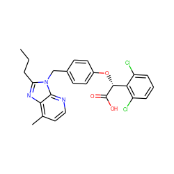 CCCc1nc2c(C)ccnc2n1Cc1ccc(O[C@@H](C(=O)O)c2c(Cl)cccc2Cl)cc1 ZINC000029333020