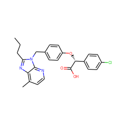 CCCc1nc2c(C)ccnc2n1Cc1ccc(O[C@@H](C(=O)O)c2ccc(Cl)cc2)cc1 ZINC000029343577