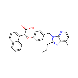 CCCc1nc2c(C)ccnc2n1Cc1ccc(O[C@@H](C(=O)O)c2cccc3ccccc23)cc1 ZINC000029339710