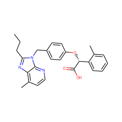 CCCc1nc2c(C)ccnc2n1Cc1ccc(O[C@@H](C(=O)O)c2ccccc2C)cc1 ZINC000029343561