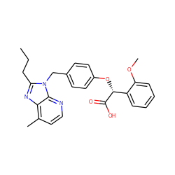 CCCc1nc2c(C)ccnc2n1Cc1ccc(O[C@@H](C(=O)O)c2ccccc2OC)cc1 ZINC000029334095