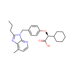 CCCc1nc2c(C)ccnc2n1Cc1ccc(O[C@H](C(=O)O)C2CCCCC2)cc1 ZINC000029337462