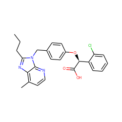 CCCc1nc2c(C)ccnc2n1Cc1ccc(O[C@H](C(=O)O)c2ccccc2Cl)cc1 ZINC000003792477