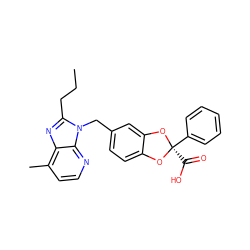 CCCc1nc2c(C)ccnc2n1Cc1ccc2c(c1)O[C@@](C(=O)O)(c1ccccc1)O2 ZINC000000598483