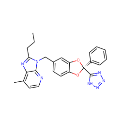 CCCc1nc2c(C)ccnc2n1Cc1ccc2c(c1)O[C@@](c1ccccc1)(c1nnn[nH]1)O2 ZINC000000606465