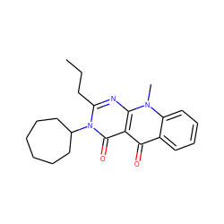 CCCc1nc2c(c(=O)c3ccccc3n2C)c(=O)n1C1CCCCCC1 ZINC000002214237