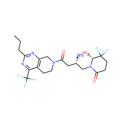 CCCc1nc2c(c(C(F)(F)F)n1)CCN(C(=O)C[C@H](N)CN1C(=O)CCC(F)(F)[C@H]1O)C2 ZINC000096167443